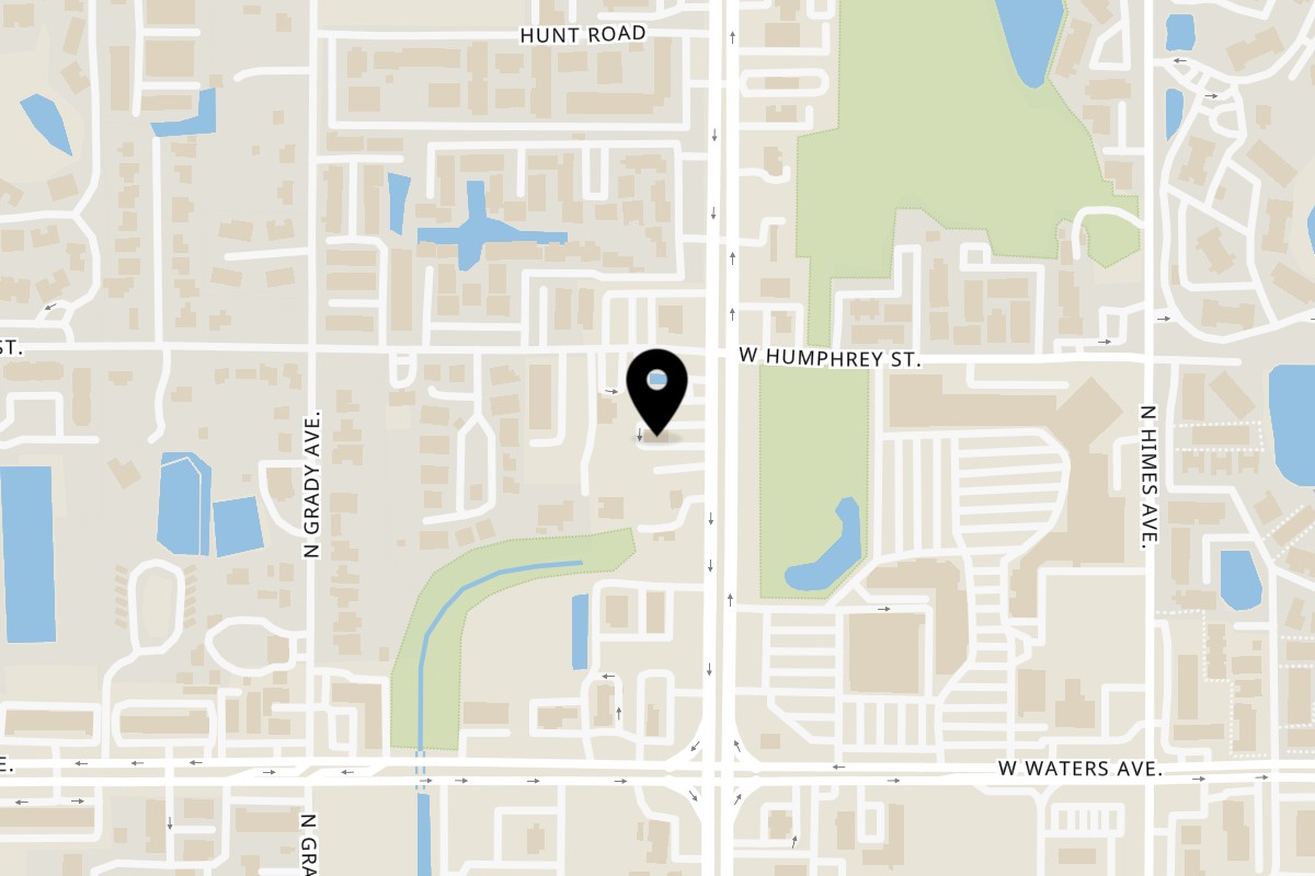 Map showing the location of Hank's Catfish & BBQ on 8546 North Dale Mabry Highway in Tampa